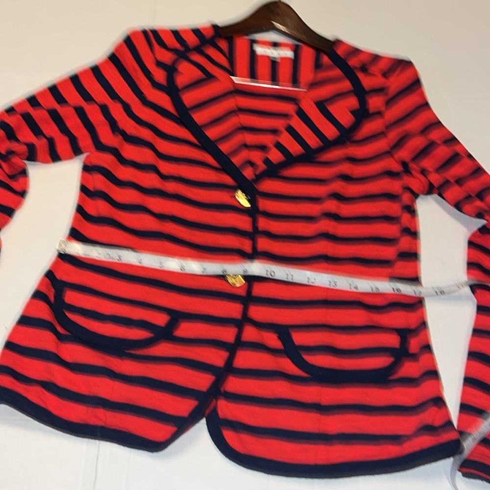 CAbi-M-Red & Blue Nautical Striped-preppy, nautical, long sleeve, cotton, Blazer - Picture 16 of 16